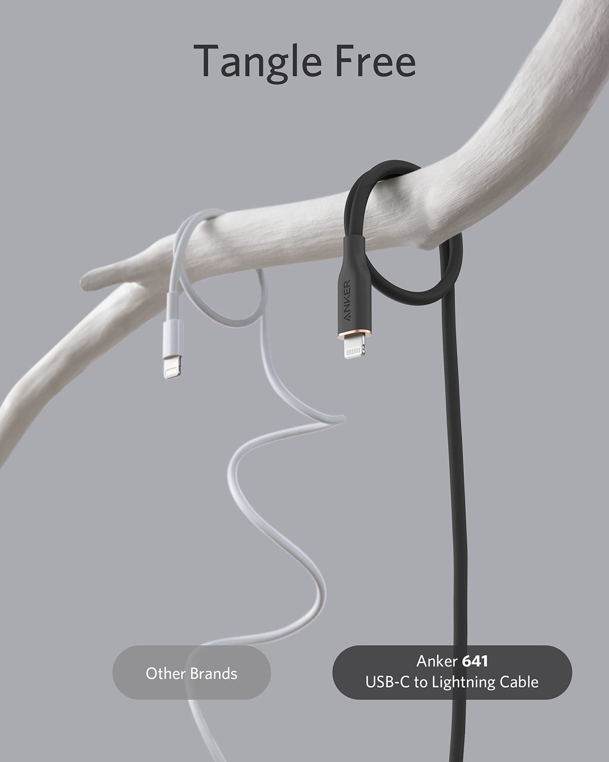 Anker with black cable for tangle-free charging