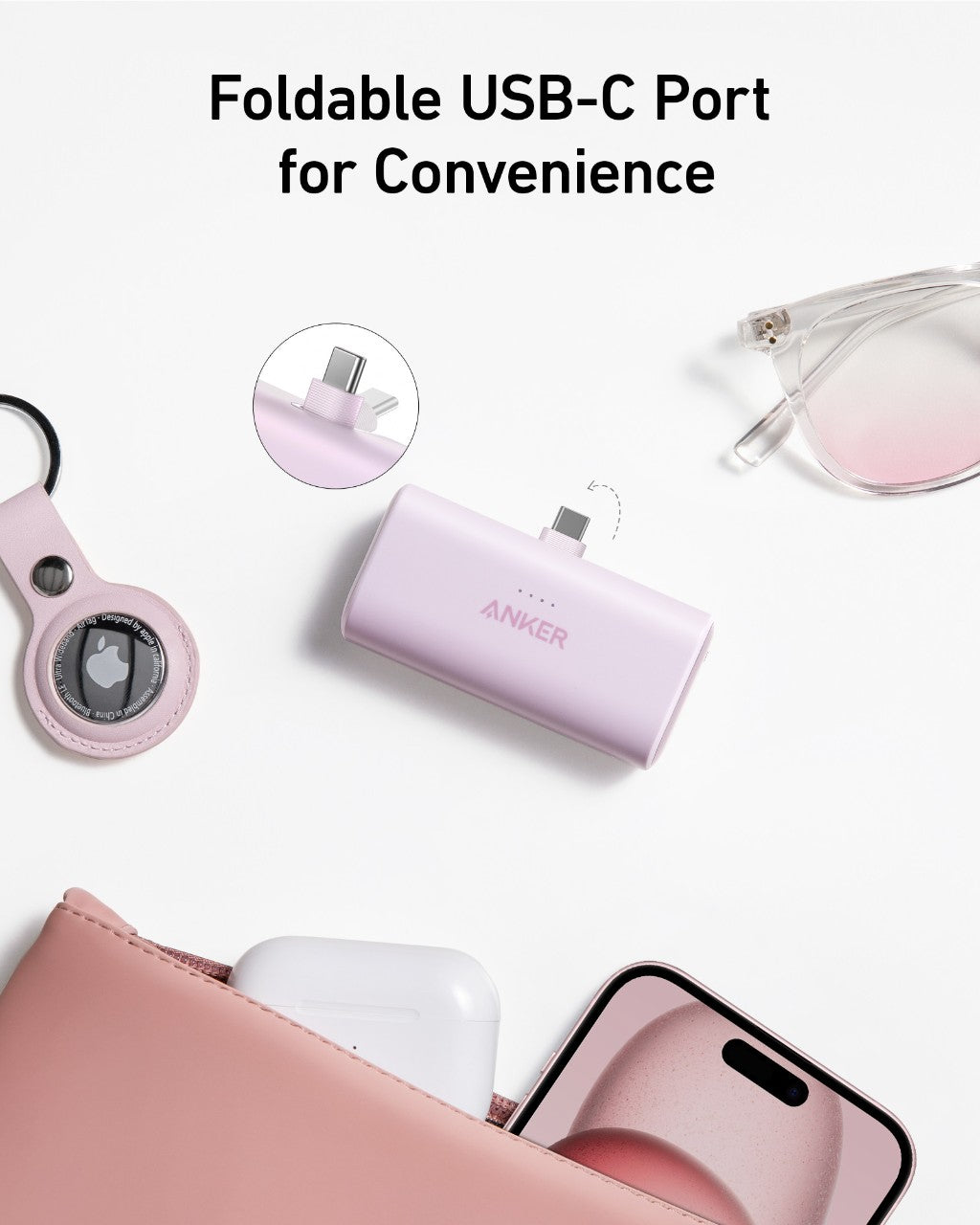 Anker with foldable USB-C for convenience