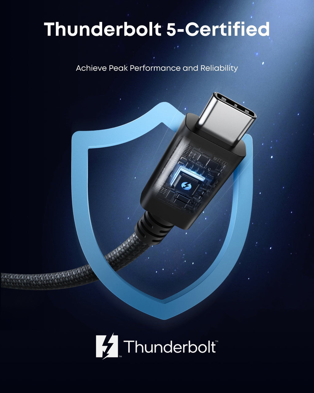 Anker Thunderbolt 5 cable with shield for certified reliability